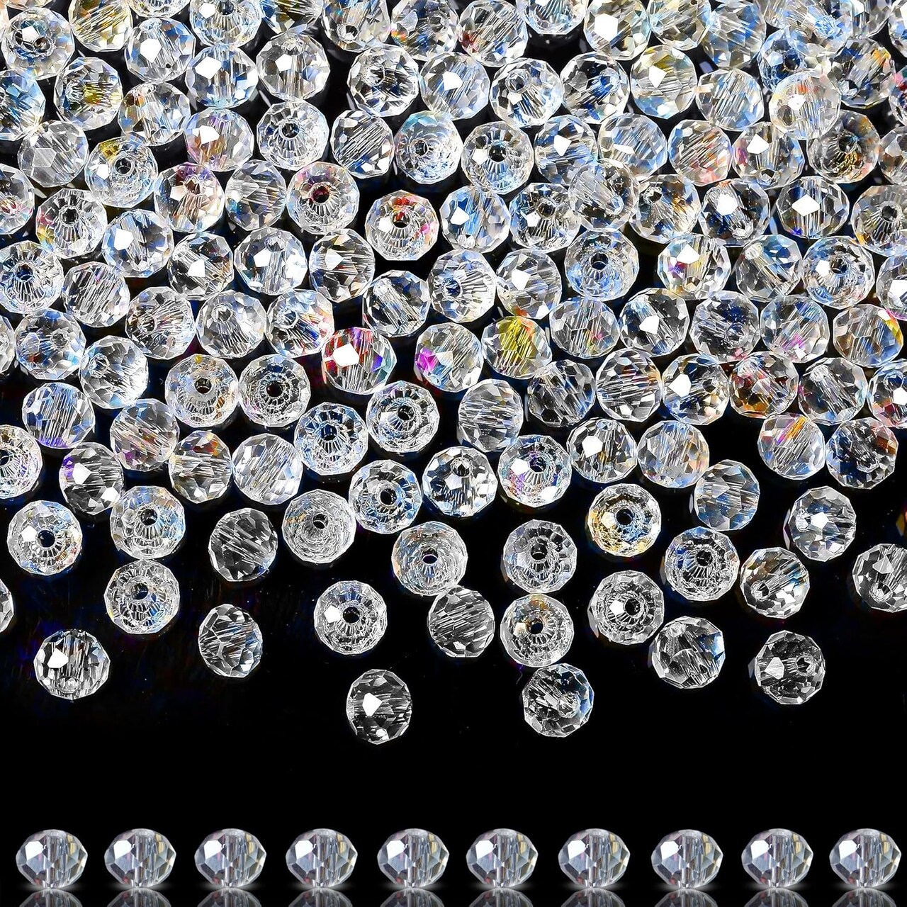 400pcs Crystal Beads Glass Beads for Jewelry Making(A# White)